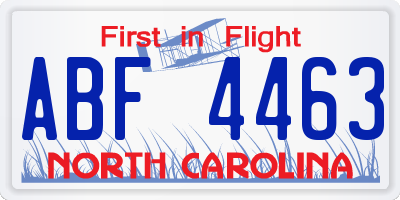 NC license plate ABF4463