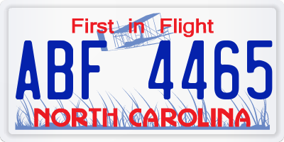NC license plate ABF4465