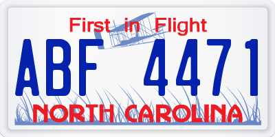 NC license plate ABF4471
