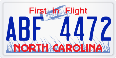 NC license plate ABF4472