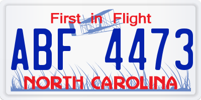 NC license plate ABF4473