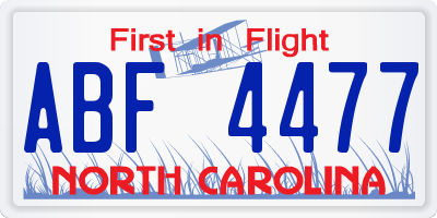 NC license plate ABF4477