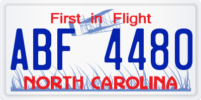 NC license plate ABF4480