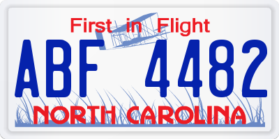 NC license plate ABF4482