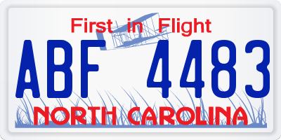 NC license plate ABF4483