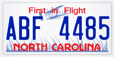 NC license plate ABF4485