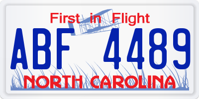 NC license plate ABF4489