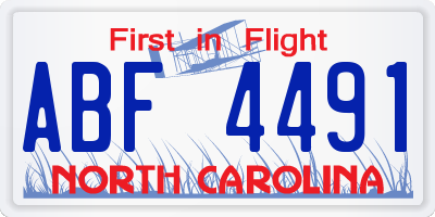 NC license plate ABF4491
