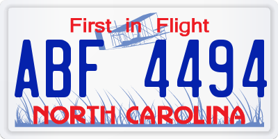 NC license plate ABF4494