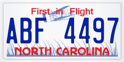 NC license plate ABF4497