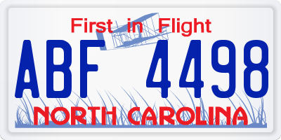 NC license plate ABF4498