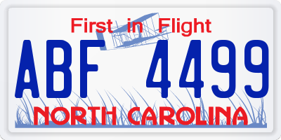 NC license plate ABF4499