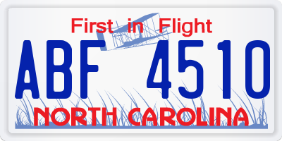 NC license plate ABF4510
