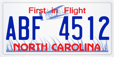 NC license plate ABF4512