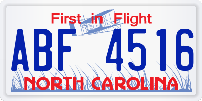 NC license plate ABF4516