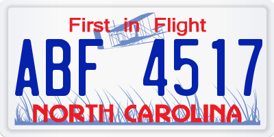 NC license plate ABF4517