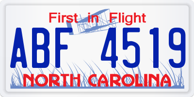 NC license plate ABF4519