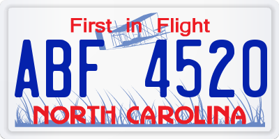 NC license plate ABF4520