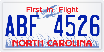 NC license plate ABF4526