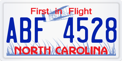 NC license plate ABF4528