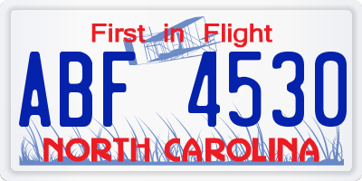 NC license plate ABF4530