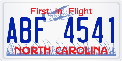 NC license plate ABF4541