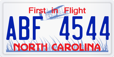NC license plate ABF4544