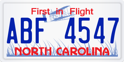 NC license plate ABF4547