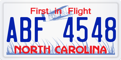 NC license plate ABF4548