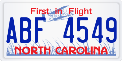 NC license plate ABF4549