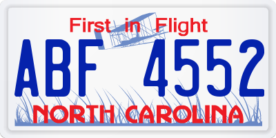 NC license plate ABF4552