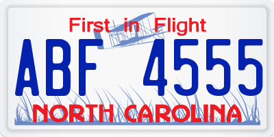 NC license plate ABF4555