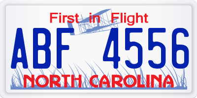 NC license plate ABF4556