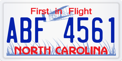 NC license plate ABF4561