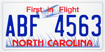 NC license plate ABF4563