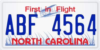 NC license plate ABF4564
