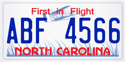 NC license plate ABF4566