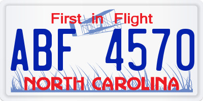 NC license plate ABF4570