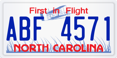 NC license plate ABF4571