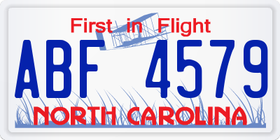 NC license plate ABF4579