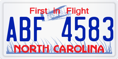 NC license plate ABF4583