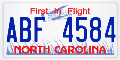 NC license plate ABF4584