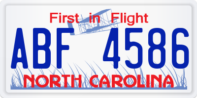 NC license plate ABF4586