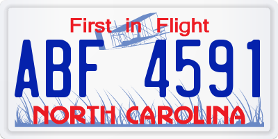 NC license plate ABF4591