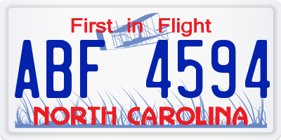 NC license plate ABF4594