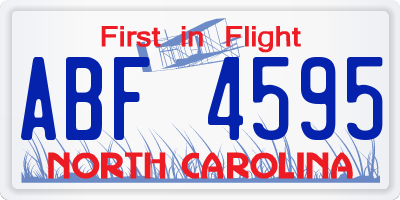 NC license plate ABF4595