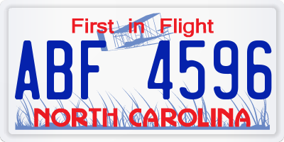 NC license plate ABF4596