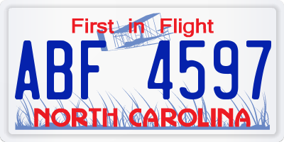 NC license plate ABF4597