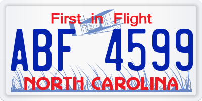 NC license plate ABF4599
