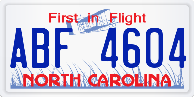 NC license plate ABF4604